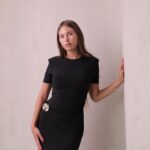 שמלת ערב צנועה פלור שחור 3