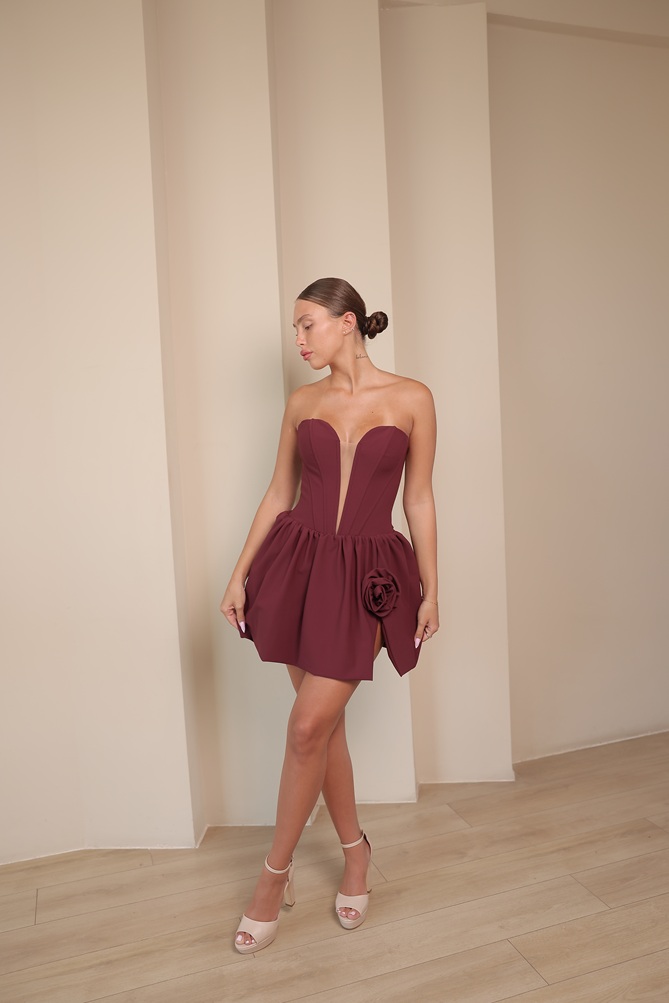 שמלת ערב מיני דדי בורדו 2 שמלת ערב מיני דדי בורדו 2