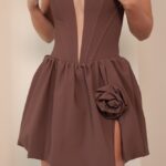 שמלת ערב מיני דדי חום שמלת ערב מיני דדי חום