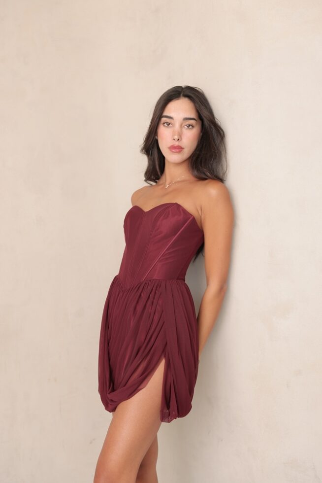 שמלת ערב מיני נוימן בורדו 4