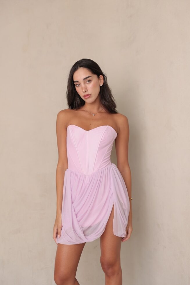 שמלת ערב מיני נוימן ורוד 3