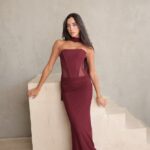 שמלת ערב מקסי ליס בורדו 2