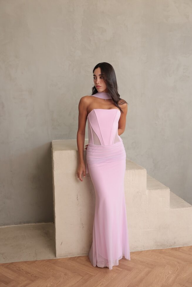 שמלת ערב מקסי ליס ורוד 5