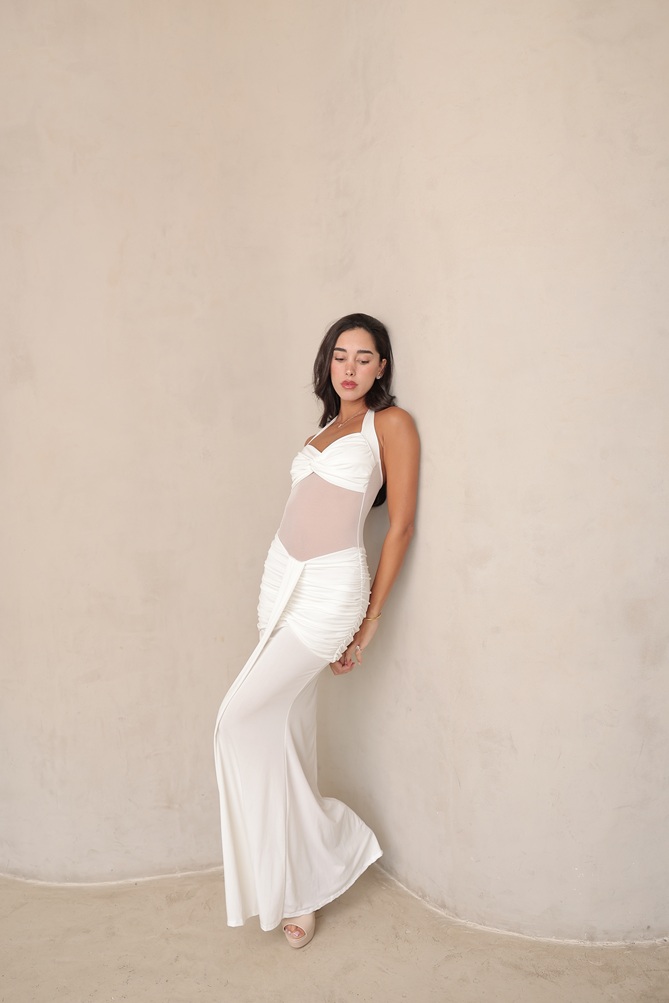 שמלת ערב מקסי מילאן לבן 2