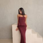 שמלת ערב מקסי סהר בורדו 4