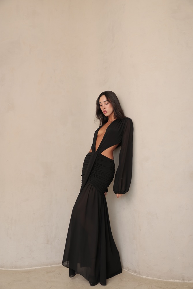 שמלת ערב מקסי סלין שחור 4