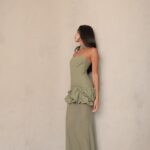 שמלת ערב מקסי תיאה ירוק זית 3