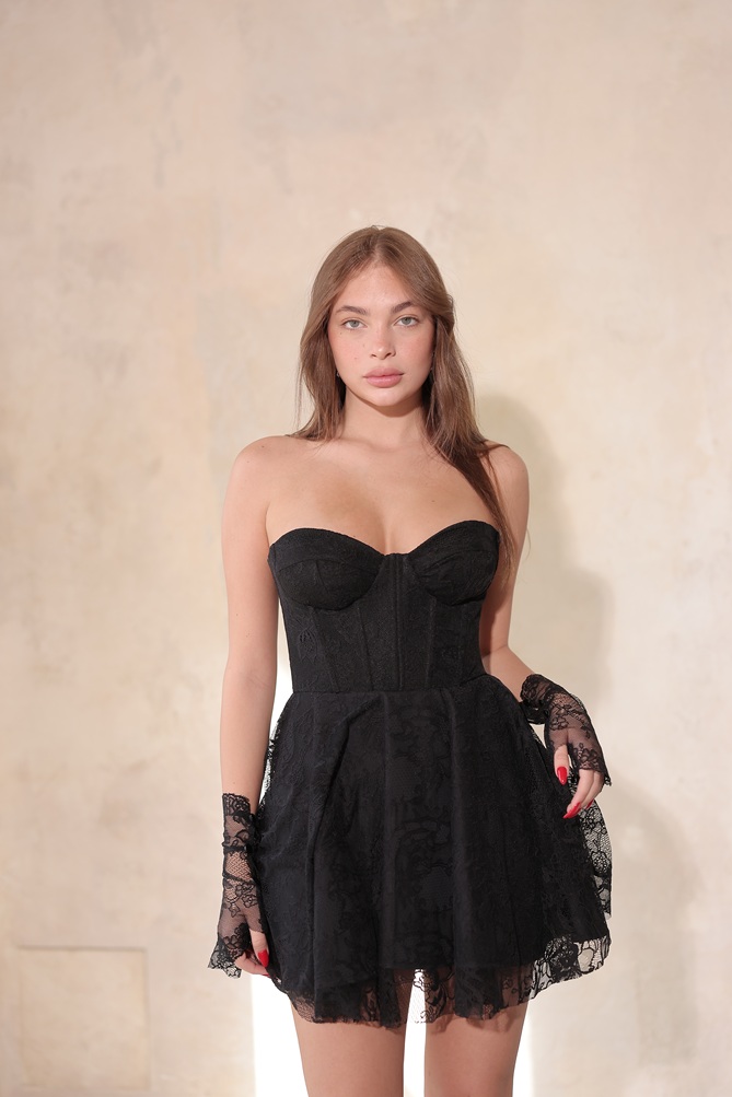 שמלת ערב מיני גרייס שחור שחור 2