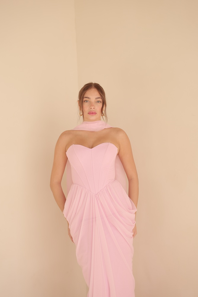 שמלת ערב מקסי אינפינטי ורוד