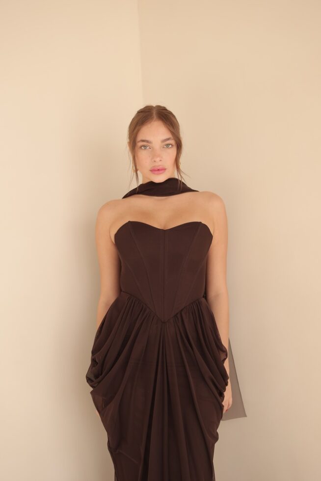 שמלת ערב מקסי אינפינטי חום 2