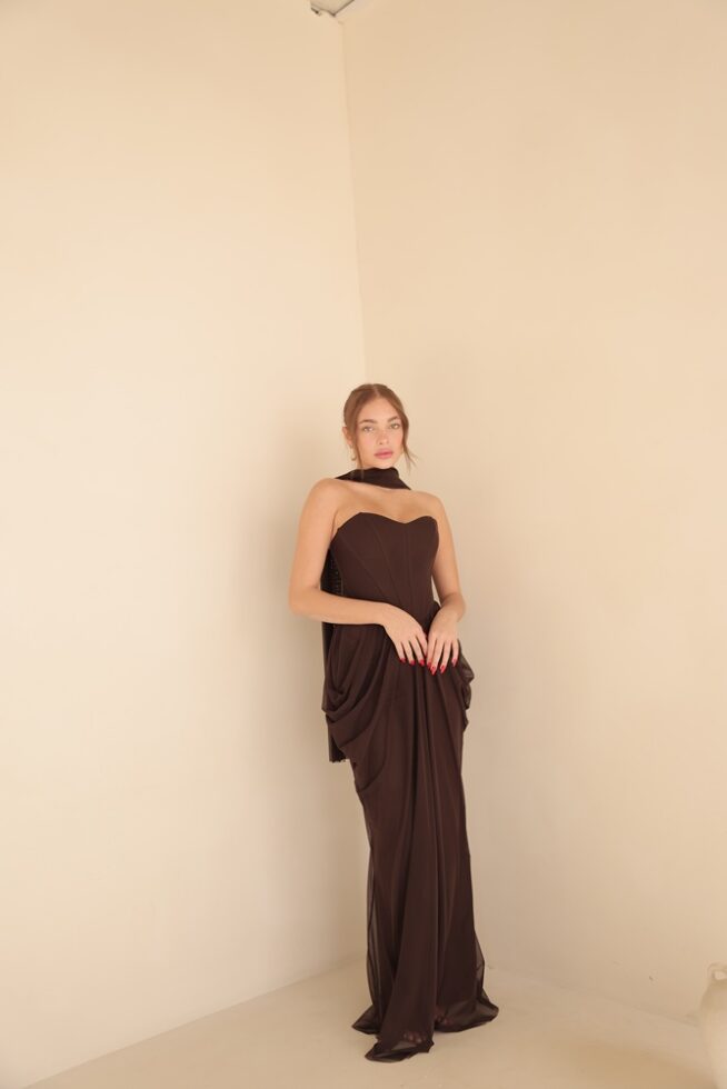 שמלת ערב מקסי אינפינטי חום