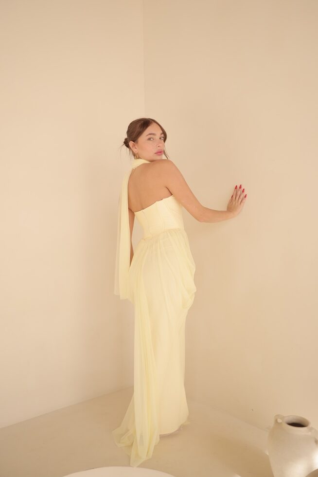 שמלת ערב מקסי אינפינטי צהוב 1