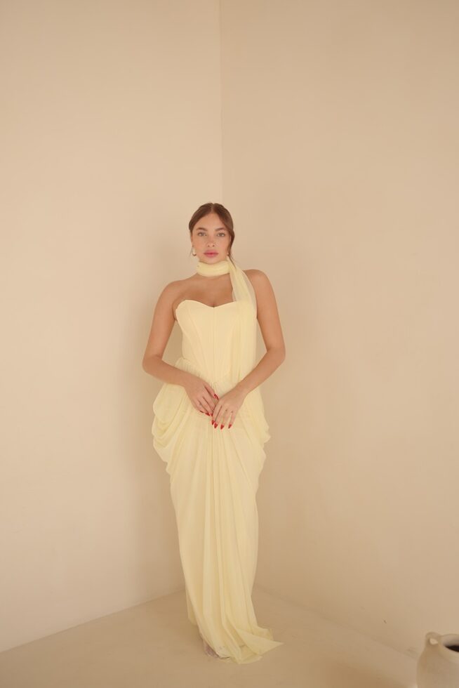 שמלת ערב מקסי אינפינטי צהוב 3