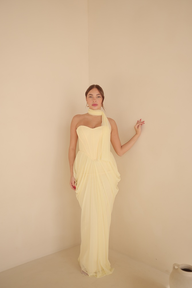 שמלת ערב מקסי אינפינטי צהוב 4