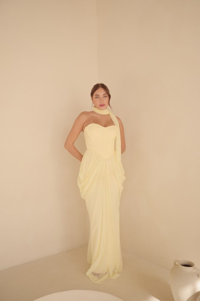 שמלת ערב מקסי אינפינטי צהוב