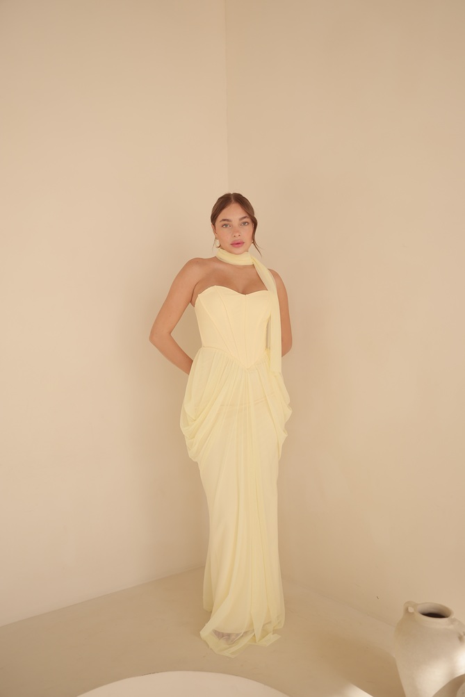 שמלת ערב מקסי אינפינטי צהוב