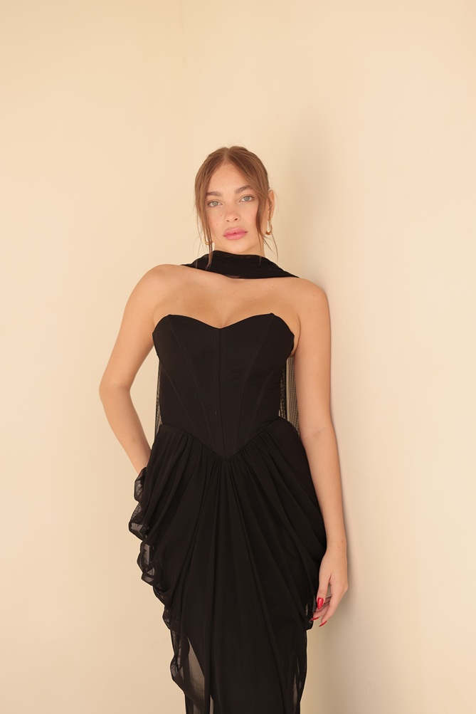 שמלת ערב מקסי אינפינטי שחור 1