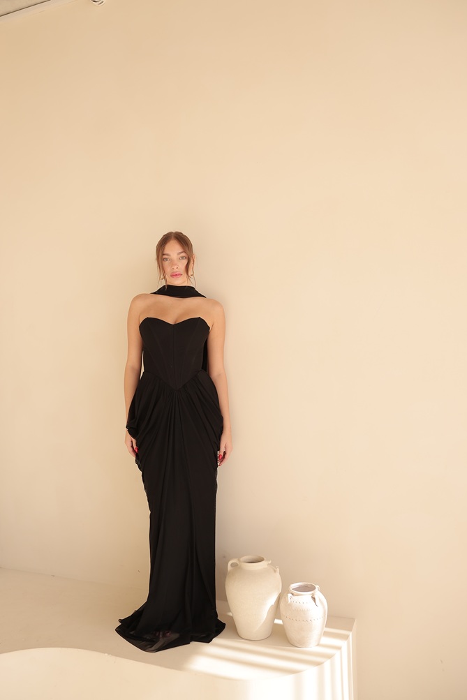 שמלת ערב מקסי אינפינטי שחור 3