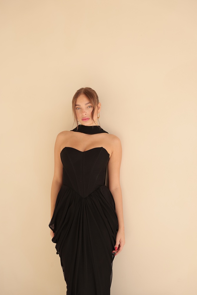 שמלת ערב מקסי אינפינטי שחור 4