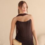 שמלת ערב מקסי אמרה חום 4