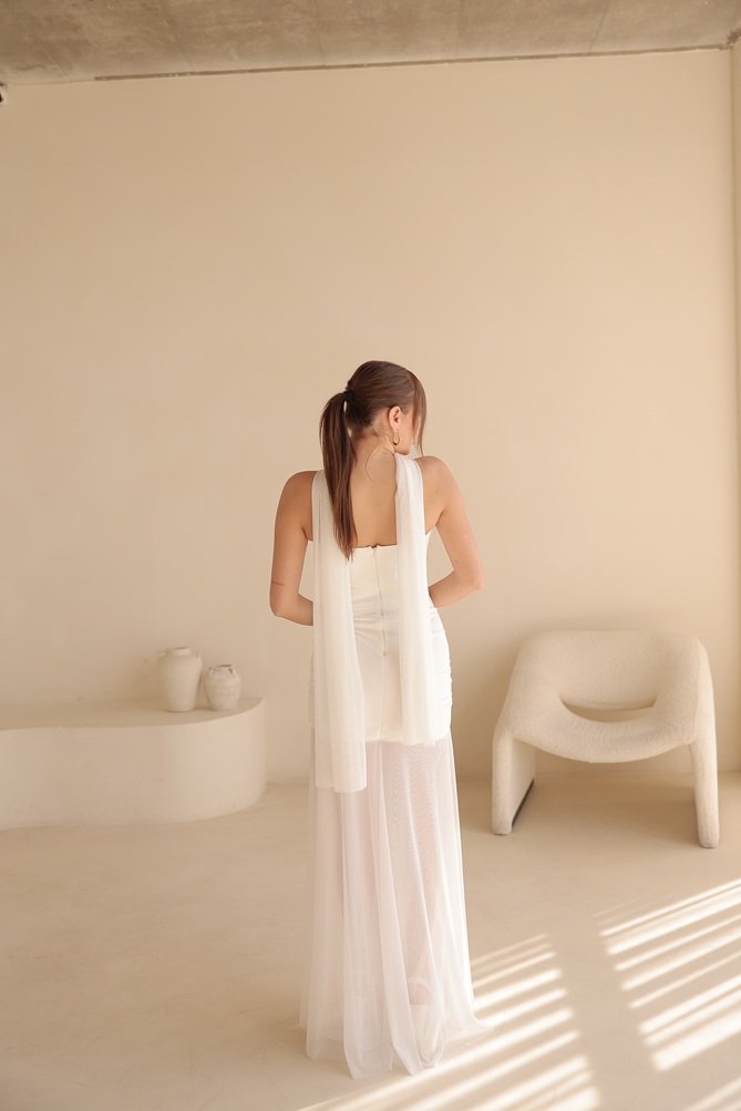 שמלת ערב מקסי אמרה לבן 2