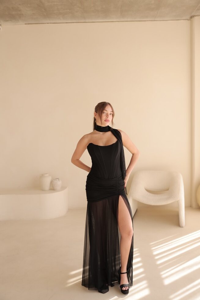 שמלת ערב מקסי אמרה שחור 3