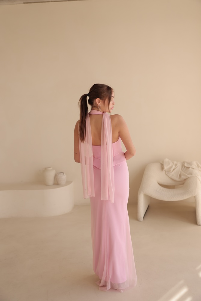 שמלת ערב מקסי לומיר ורוד