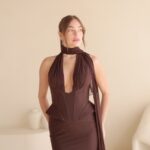 שמלת ערב מקסי לומיר חום 1