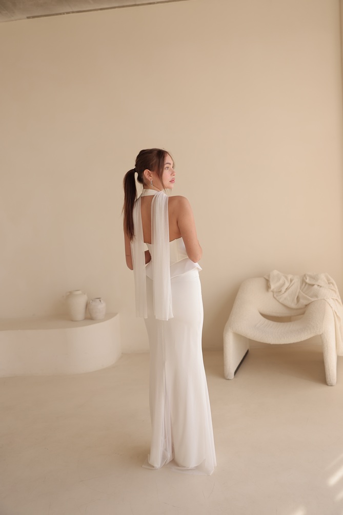 שמלת ערב מקסי לומיר לבן 1