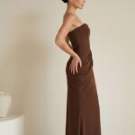 שמלת ערב מקסי נאורה חום 1