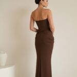 שמלת ערב מקסי נאורה חום