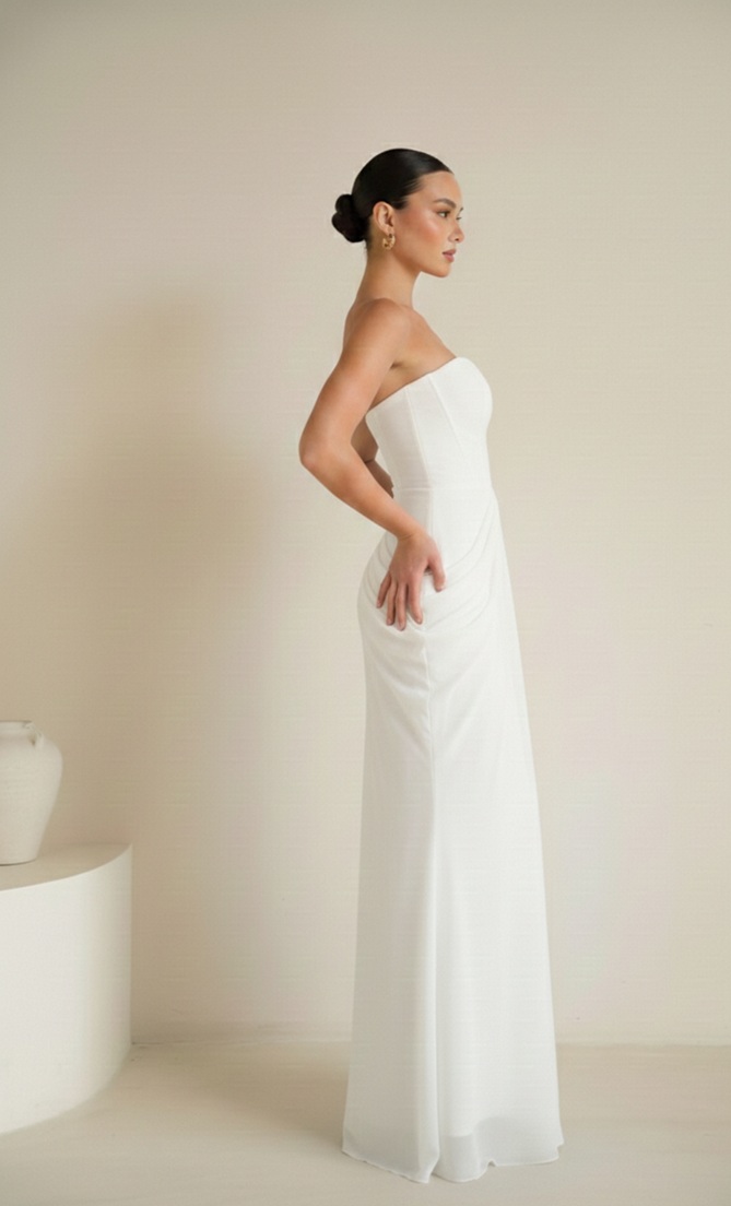 שמלת ערב מקסי נאורה לבן