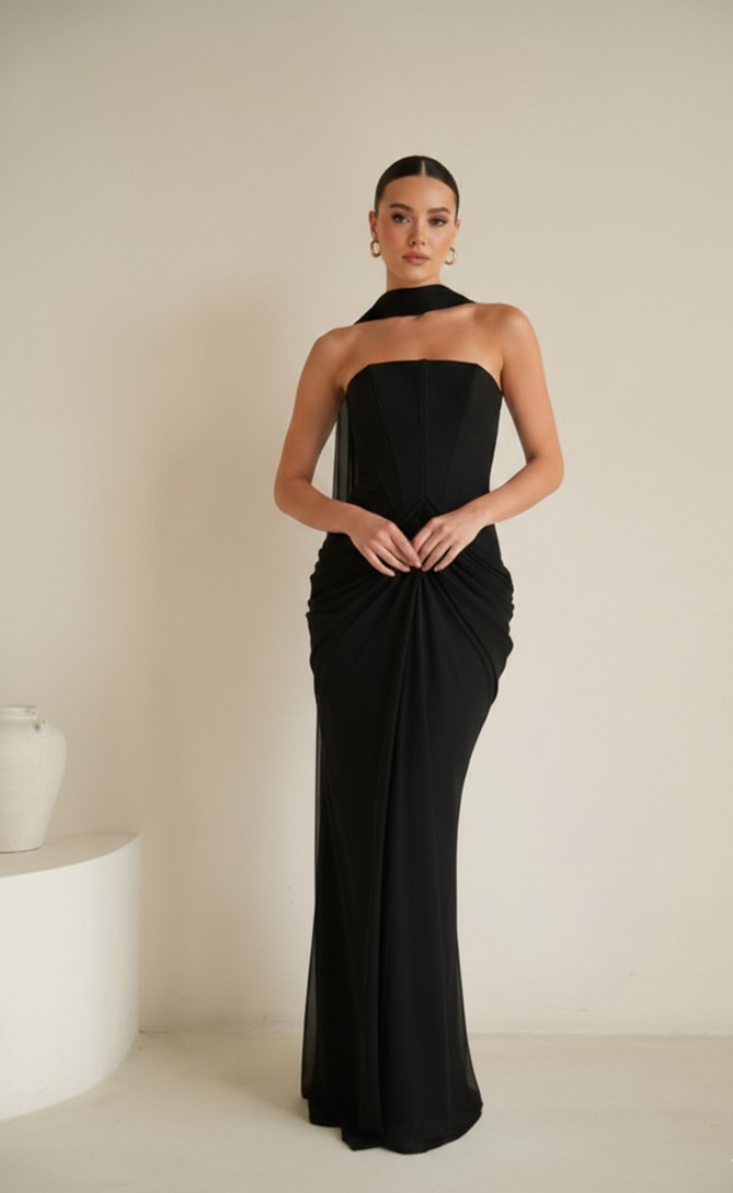 שמלת ערב מקסי נאורה שחור 2