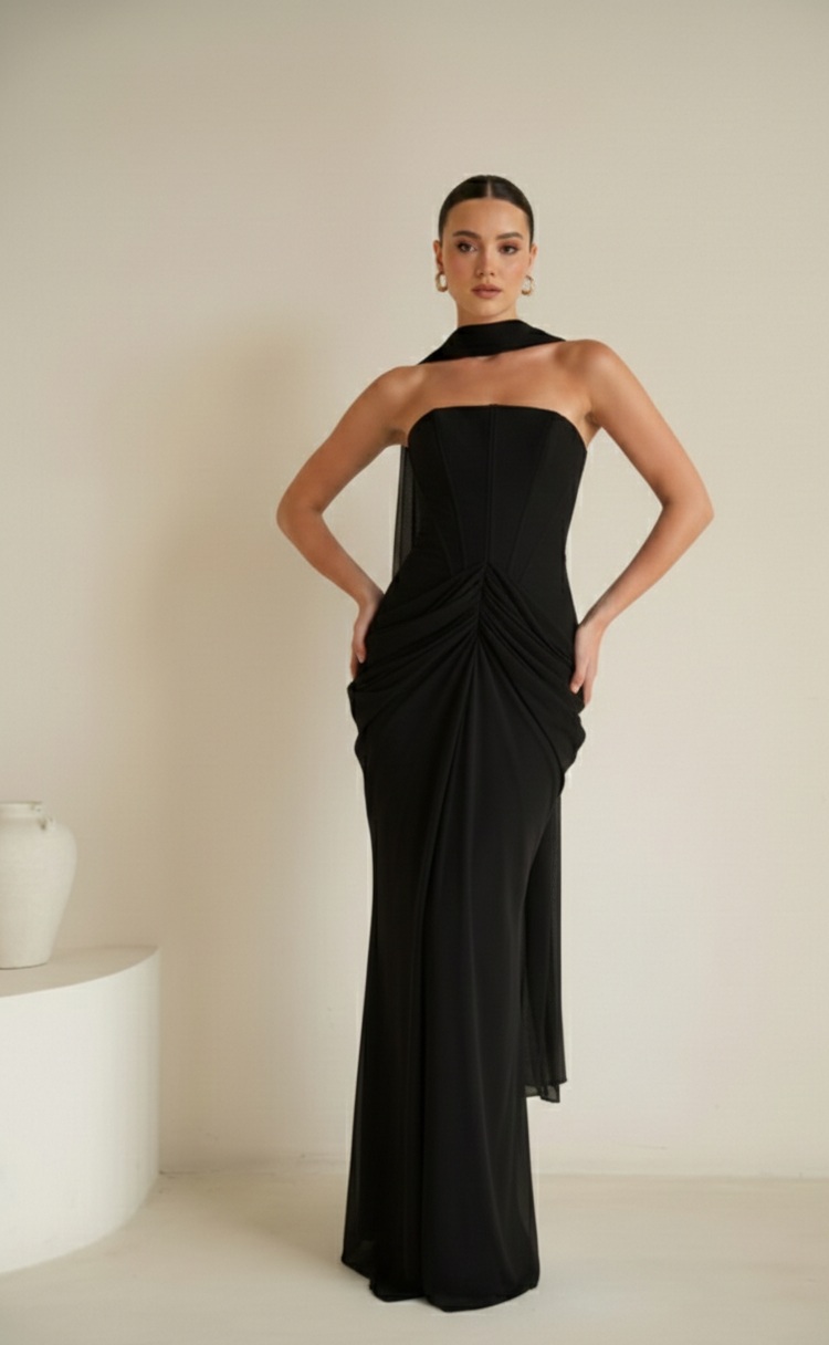 שמלת ערב מקסי נאורה שחור 3 שמלת ערב מקסי נאורה שחור 3