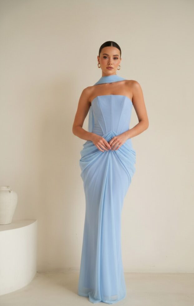 שמלת ערב מקסי נאורה תכלת 1