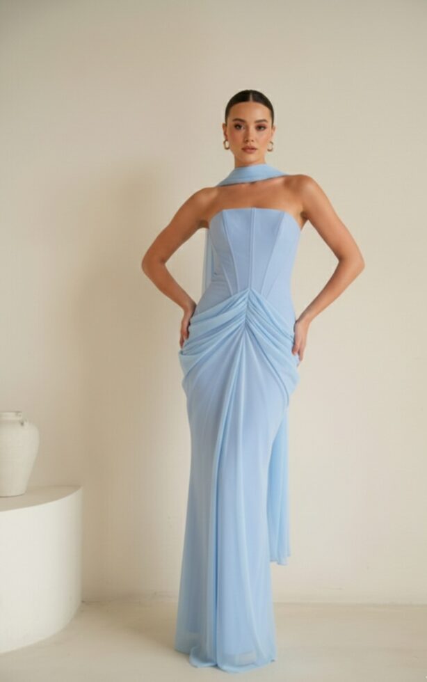 שמלת ערב מקסי נאורה תכלת 3