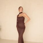 שמלת ערב מקסי נוארה חום 1