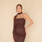 שמלת ערב מקסי נוארה חום 2