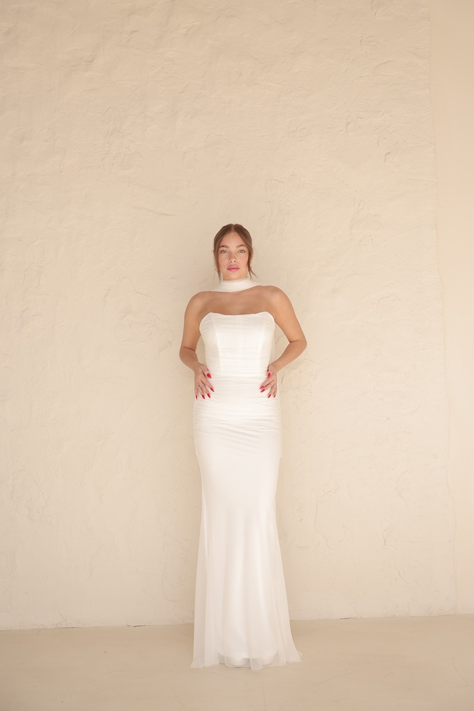 שמלת ערב מקסי נוארה לבן 2