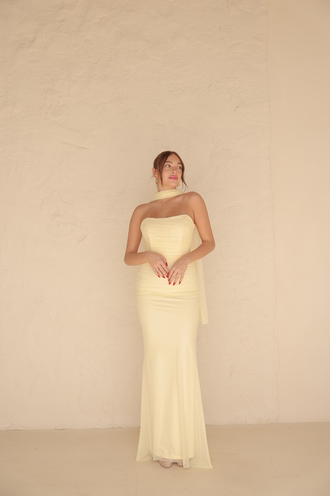 שמלת ערב מקסי נוארה צהוב 1