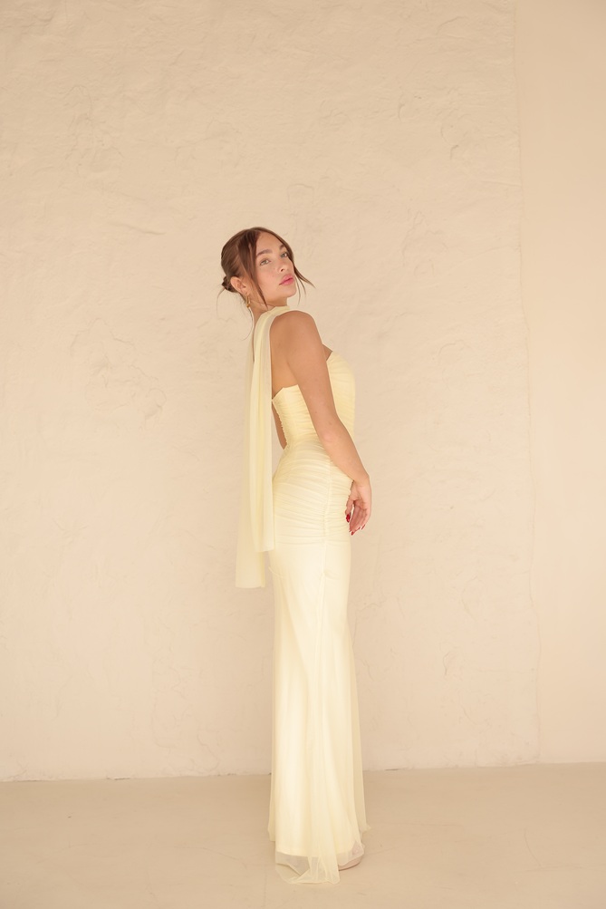 שמלת ערב מקסי נוארה צהוב 2