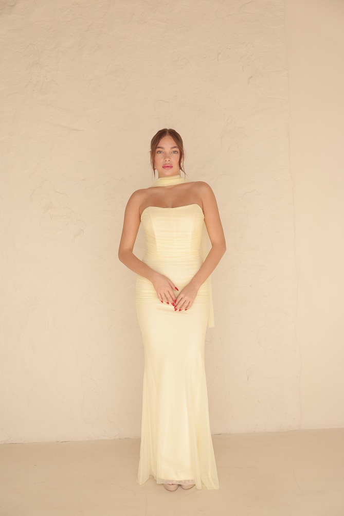 שמלת ערב מקסי נוארה צהוב 3 שמלת ערב מקסי נוארה צהוב 3