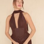 שמלת ערב מקסי ניסאן חום