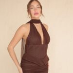 שמלת ערב מקסי ניסאן חום 3