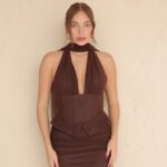 שמלת ערב מקסי ניסאן חום 4