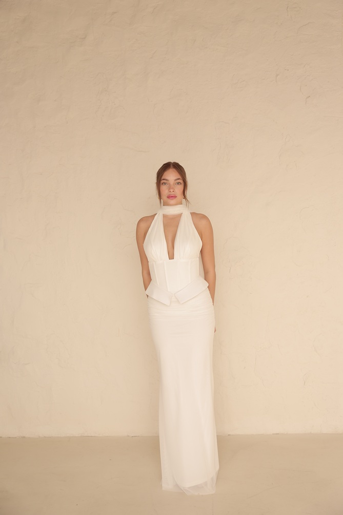 שמלת ערב מקסי ניסאן לבן 1