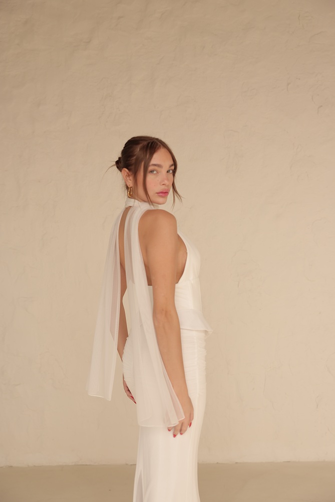 שמלת ערב מקסי ניסאן לבן 3