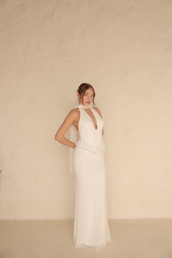 שמלת ערב מקסי ניסאן לבן 4