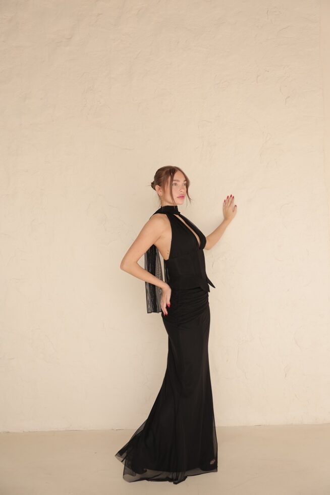 שמלת ערב מקסי ניסאן שחור 2