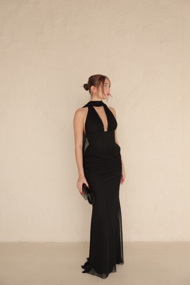 שמלת ערב מקסי ניסאן שחור 3